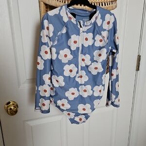 Kids Floral Blue Rash Guard